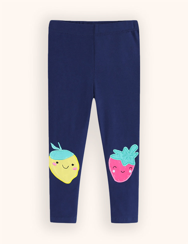 Fruit Applique Cotton Leggings