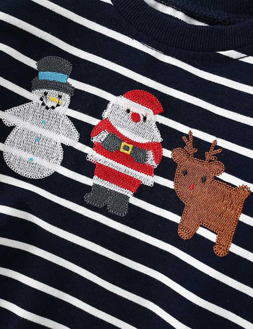 Christmas Embroidered Long-sleeved Sweatshirt