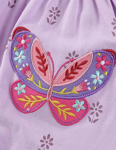 Butterfly Embroidered Long-sleeved Dress