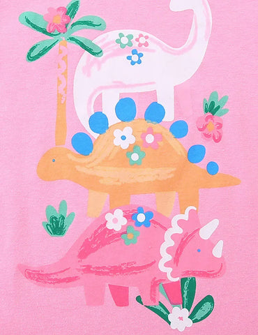 T-shirt a maniche corte con stampa di dinosauri carini