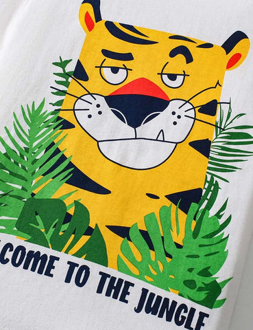 Set di maglietta e pantaloncini a maniche corte con stampa Tiger Jungle