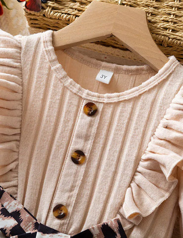 Knitted Leopard Print Long Sleeve Dress