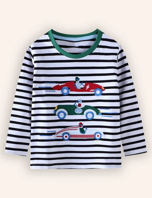 Cars Embroidered Long Sleeve T-Shirt