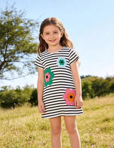 Cute Flower Applique Dress
