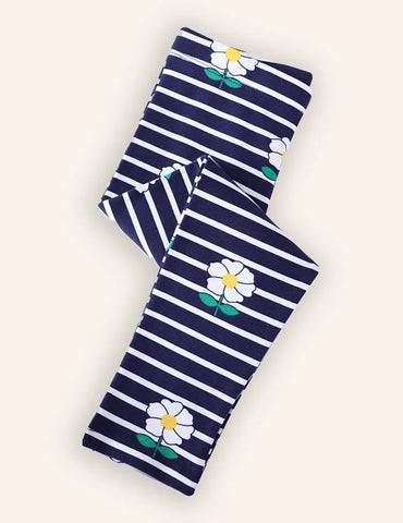 Flower Striped Print Leggings