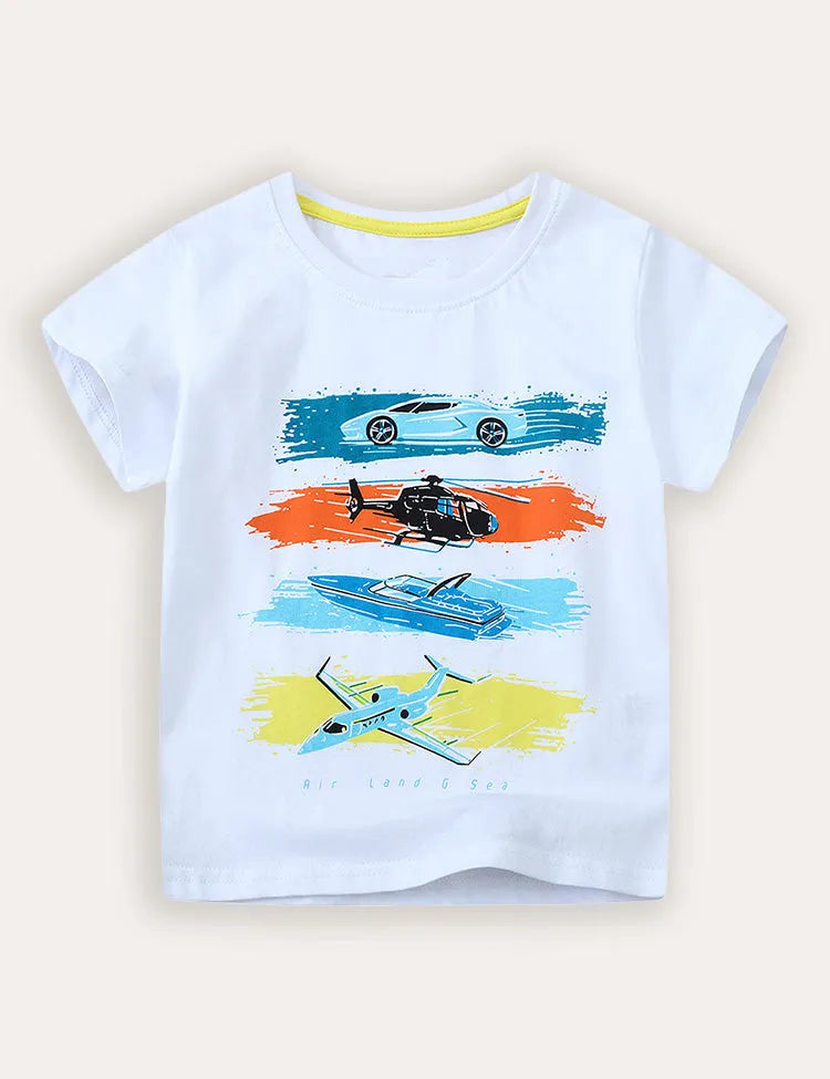 T-shirt a maniche corte con stampa aeroplano