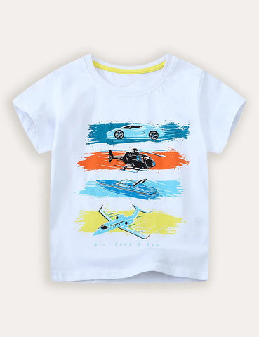 T-shirt a maniche corte con stampa aeroplano