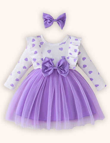 Valentine's Day Love Printing Splicing Tulle Dress