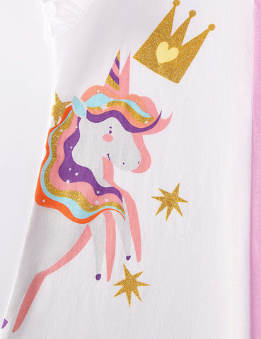 Unicorn Print Fly-sleeved Dress