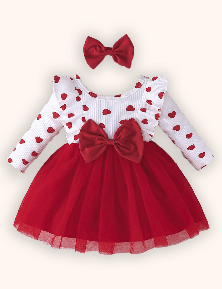Valentine's Day Love Printing Splicing Tulle Dress