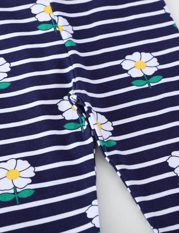 Flower Striped Print Leggings