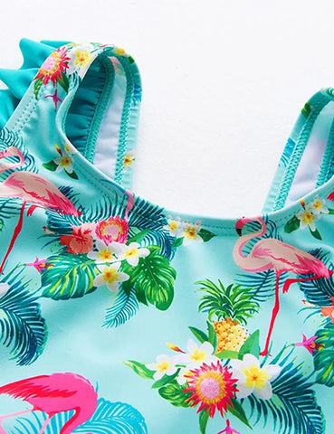Flamingo Ruffled One-piece Swimsuit