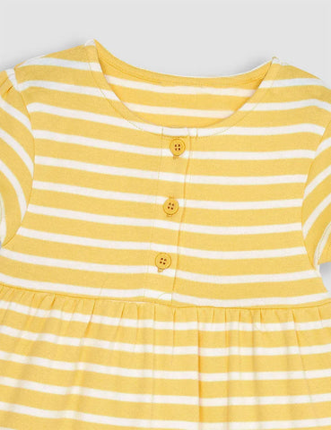 Gestreiftes Kleid Mit Hasenapplikation