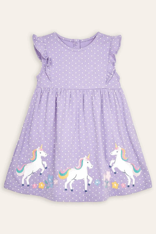 Appliqué Frill Shoulder Pretty Summer Jersey Dress - Mini Taylor