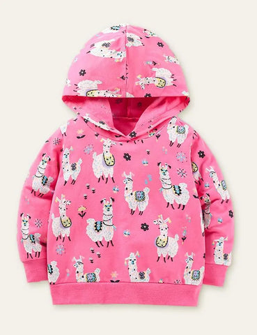 Alpaca Cartoon Printed Hoodie - Mini Taylor