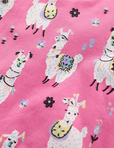 Alpaca Cartoon Printed Hoodie - Mini Taylor