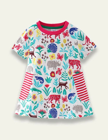 Animal and Plant Printed Dress - Mini Taylor