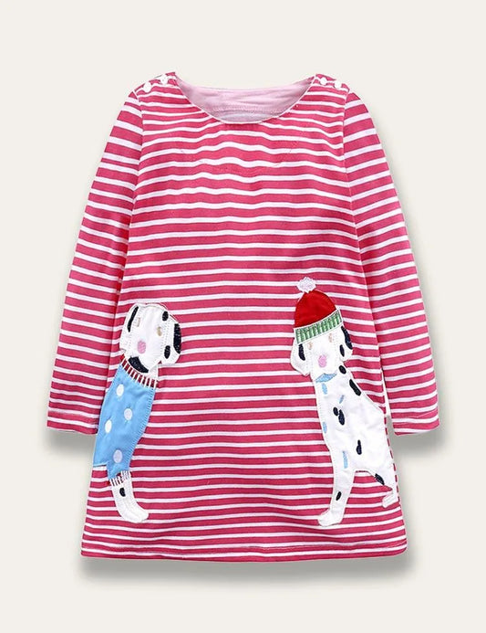 Animal Appliqué Stripe Dress - Mini Taylor
