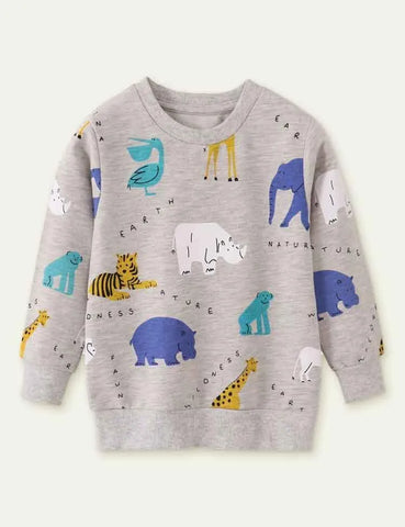 Animal Floral Print Long Sleeve Sweatshirt - Mini Taylor