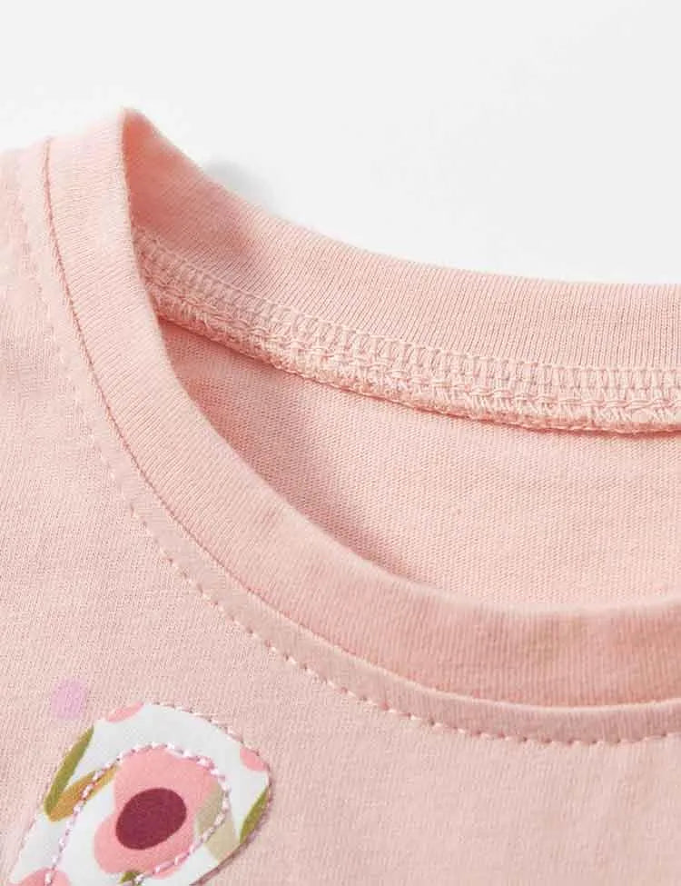 Animal Flower Appliqué Short Sleeve Dress - Mini Taylor