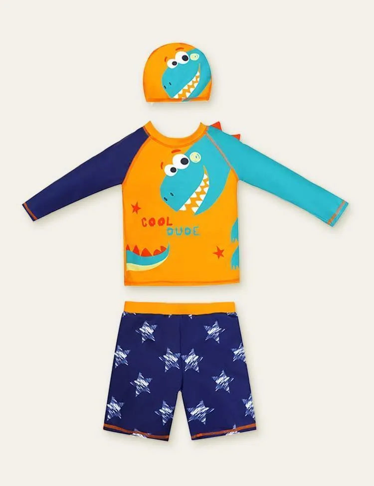 Animal Long Sleeve Swim Suit + Cap - Mini Taylor