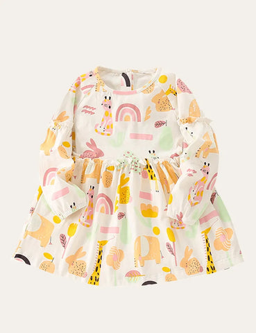 Animal Printed Long Sleeve Dress - Mini Taylor