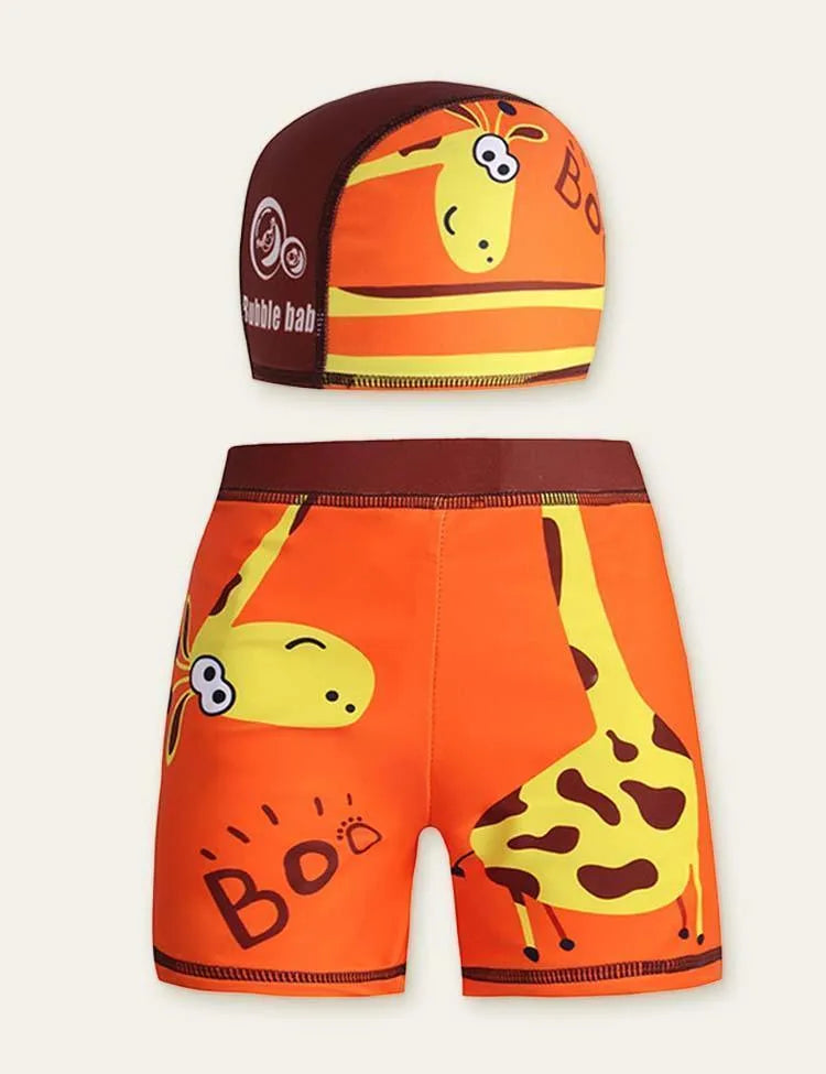 Animal Swimming Shorts + Swimming Cap - Mini Taylor