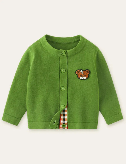 Bear Embroidery Sweater Cardigan - Mini Taylor