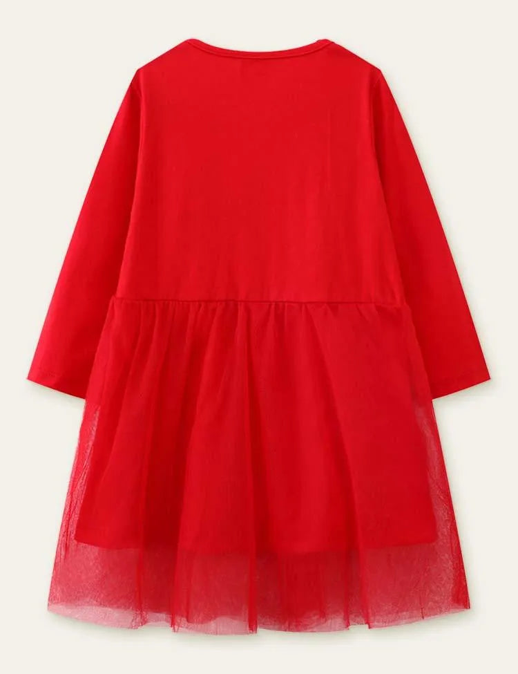 Bird Appliqué Flower Embroidered Long Sleeve Dress - Mini Taylor