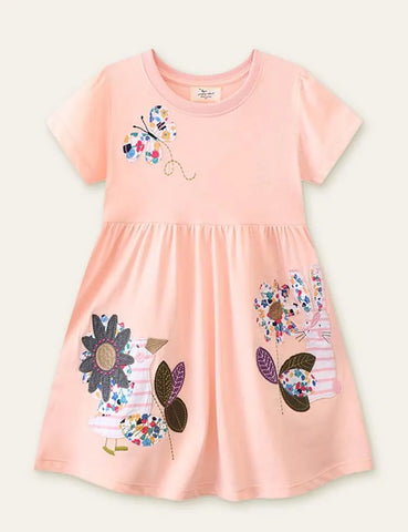 Butterfly Flower Appliqué Dress - Mini Taylor