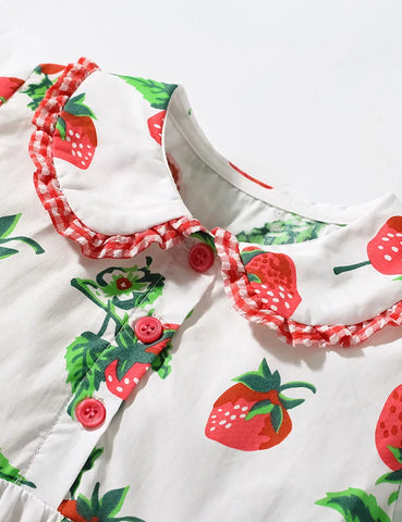 Baumwollkleid Mit Vollflächigem Erdbeerprint