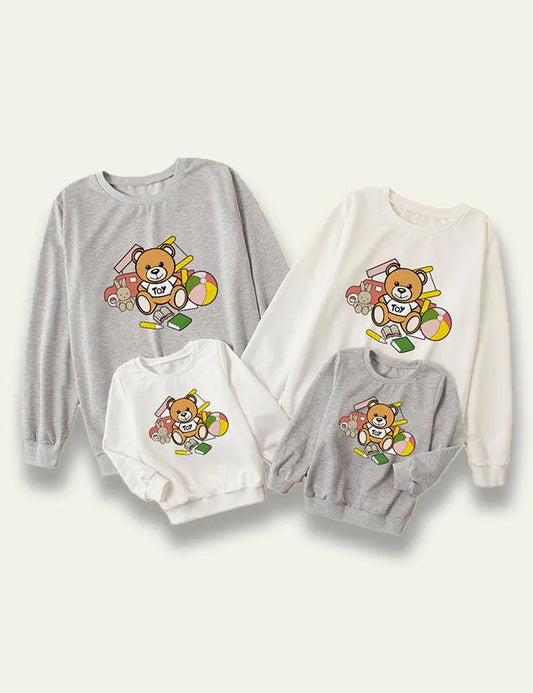 Cartoon Bear Printed Family Matching Sweatshirt - Mini Taylor