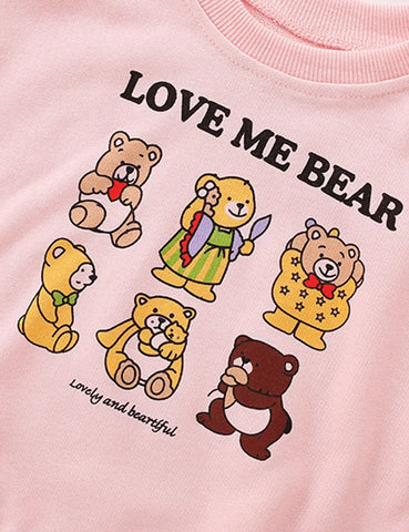 Cartoon Bear Printed Long-Sleeved T-shirt - Mini Taylor