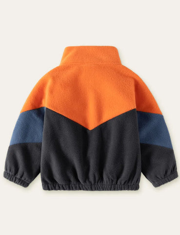 Cartoon Bighead Carp Appliqué Polar Fleece Jacket - Mini Taylor