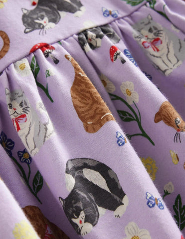 Cartoon Cat Printed Dress - Mini Taylor