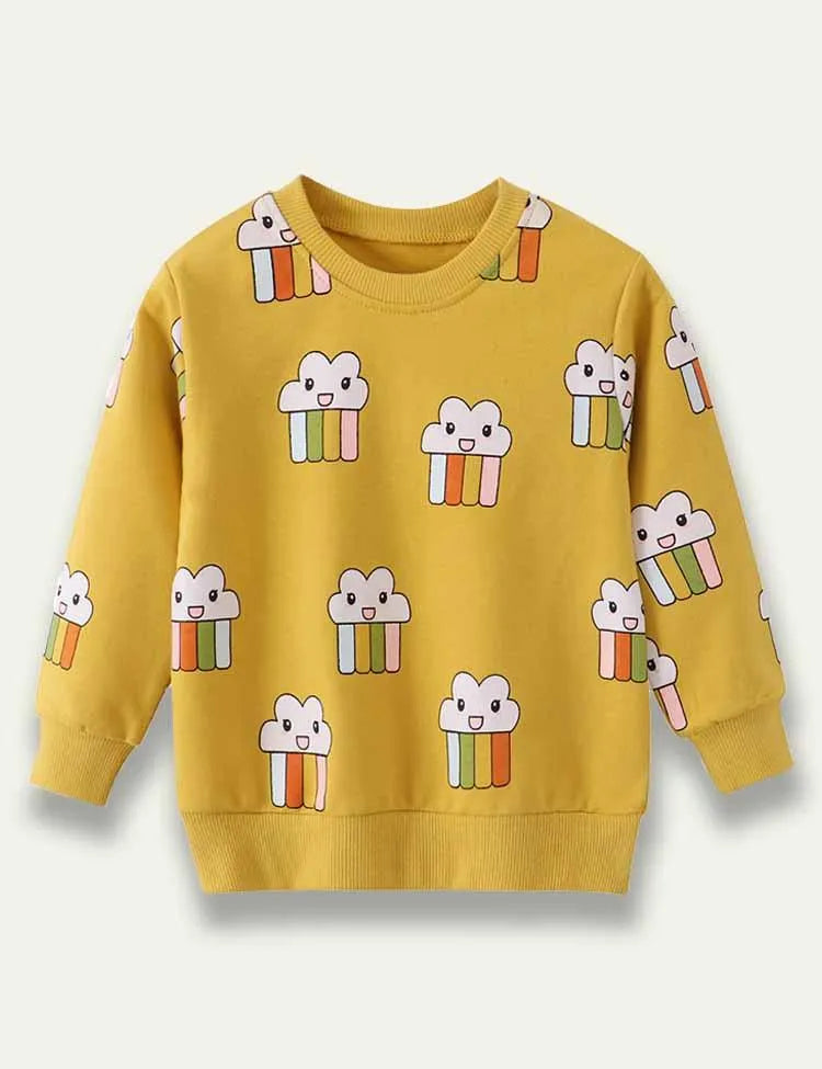 Cartoon Cloud Rainbow Cotton Long Sleeve Sweatshirt - Mini Taylor