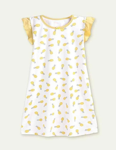Cartoon Floral Flying Sleeve Pajamas - Mini Taylor