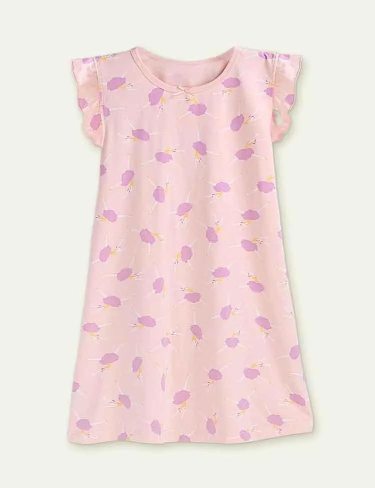Cartoon Floral Flying Sleeve Pajamas - Mini Taylor