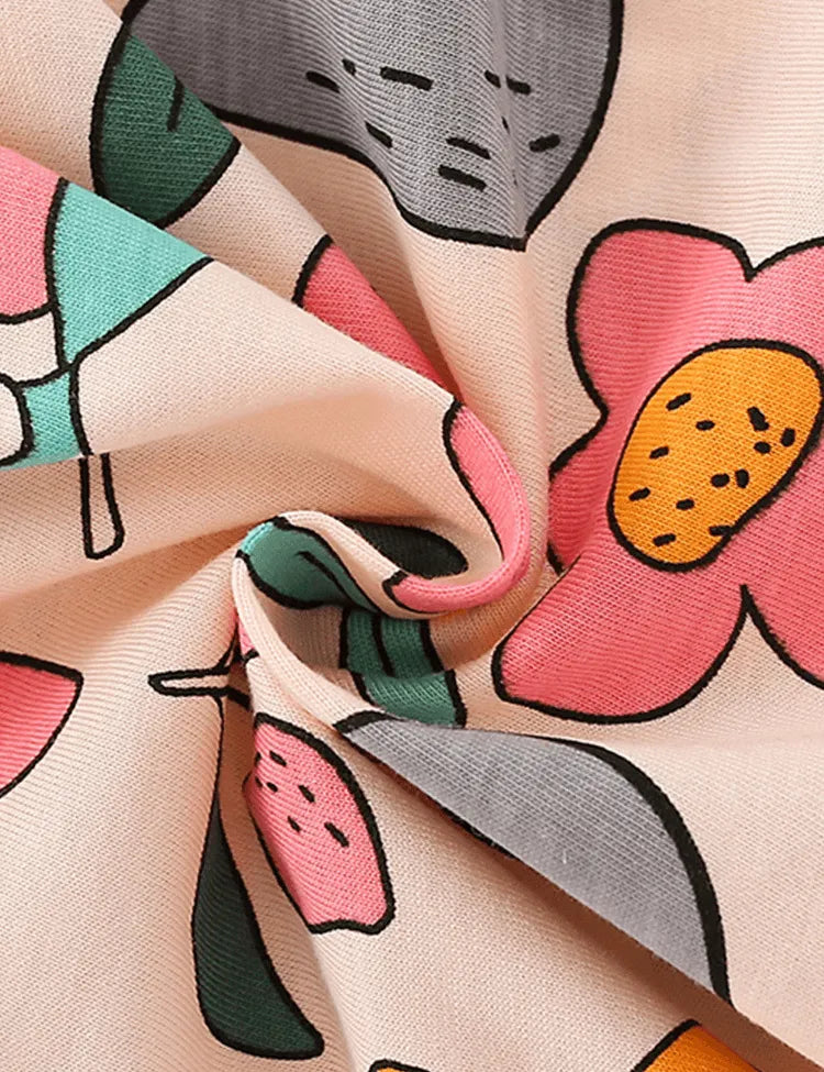 Cartoon Flower and Fruit Printed Long Sleeve T-shirt - Mini Taylor