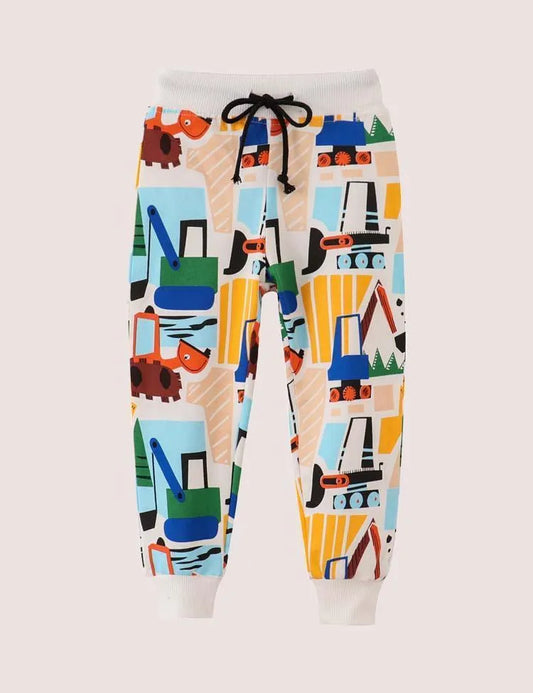 Cartoon Full Printed Excavator Pants - Mini Taylor