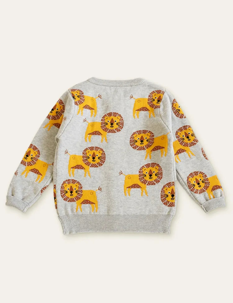 Cartoon Lion Cardigan - Mini Taylor