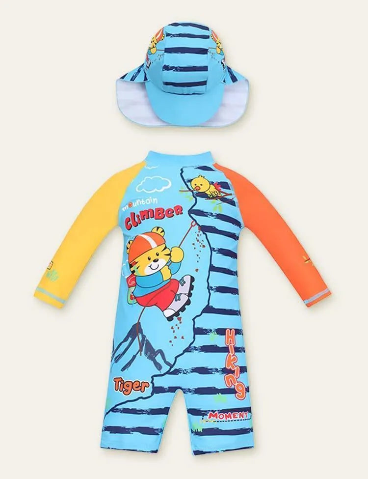 Cartoon Long sleeve Swim Suit + Cap - Mini Taylor