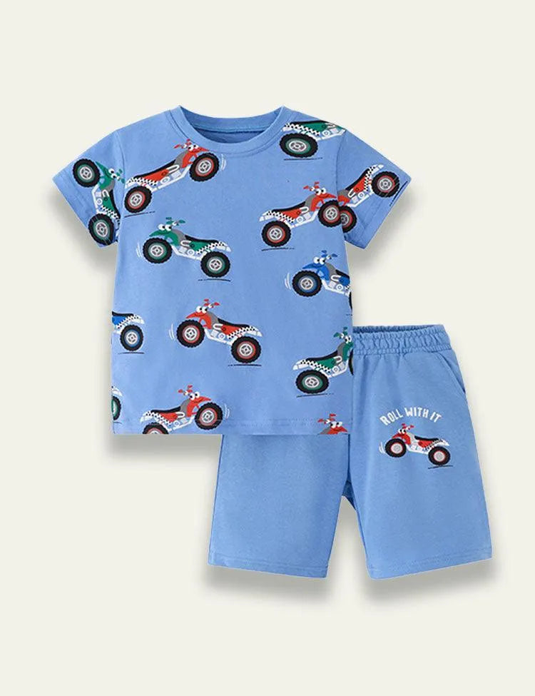 Cartoon Motorcycle Printed Set - Mini Taylor
