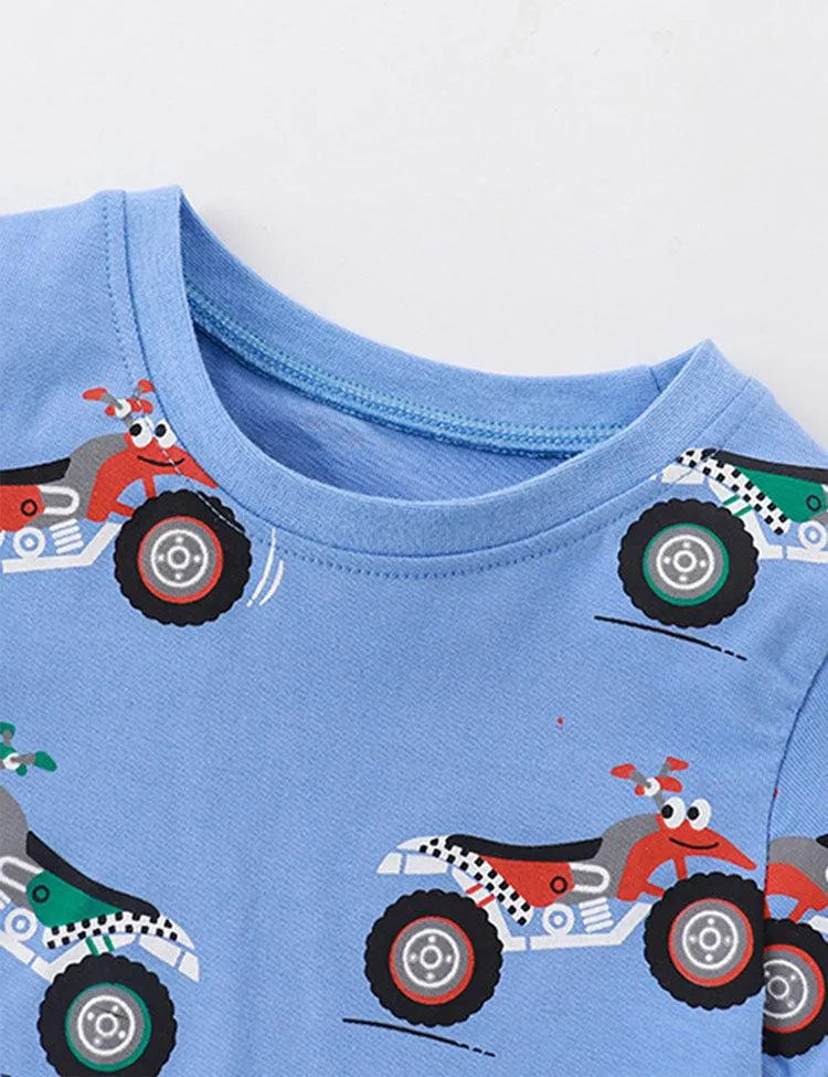 Cartoon Motorcycle Printed Set - Mini Taylor