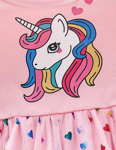 Cartoon Unicorn Heart Tulle Dress - Mini Taylor