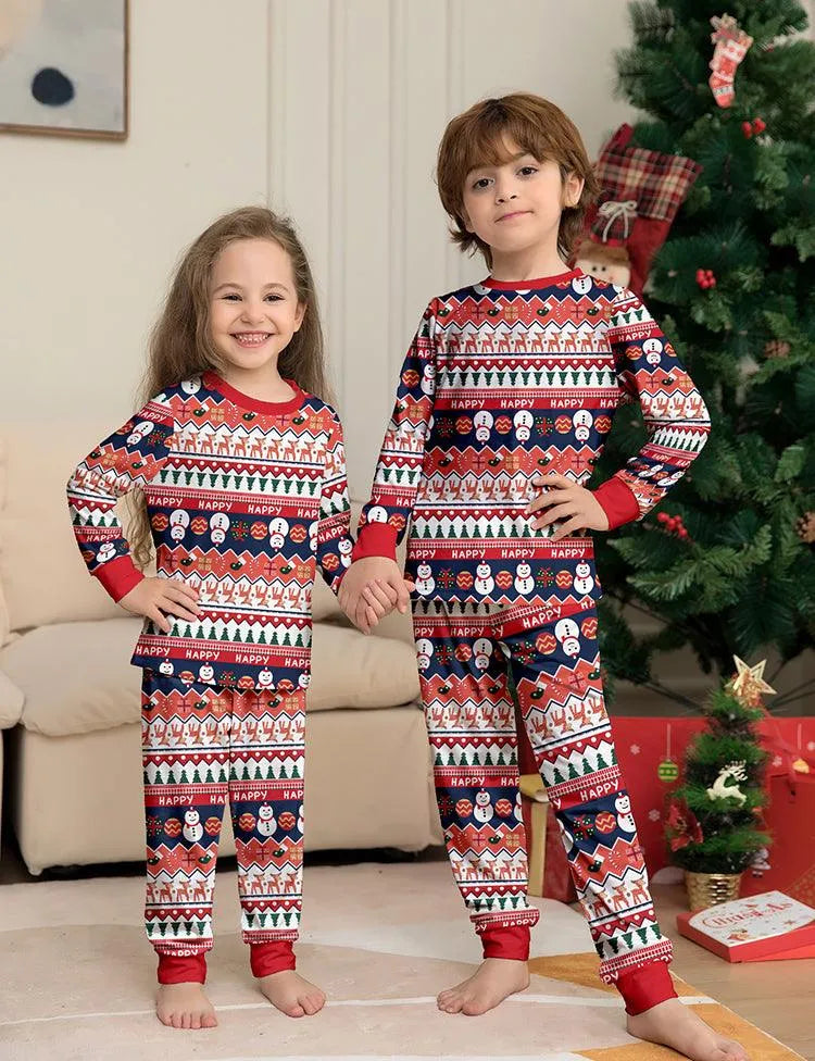 Christmas Snowman Striped Printing Family Machting Pajamas (Pet Size Available) - Mini Taylor