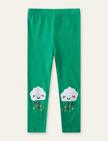 Cloud Appliqué Embroidery Leggings - Mini Taylor