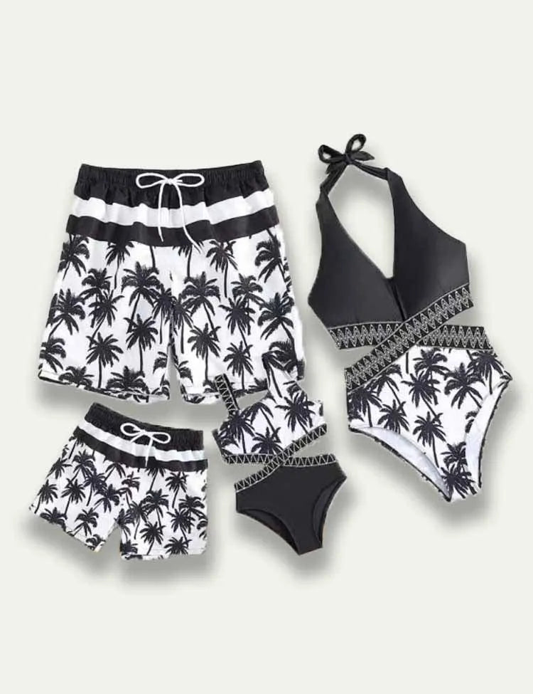 Coconut Tree Printed Family Matching Swim Suit - Mini Taylor