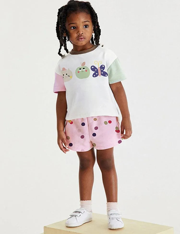 Colorful Butterfly Print Short Sleeve Set - Mini Taylor