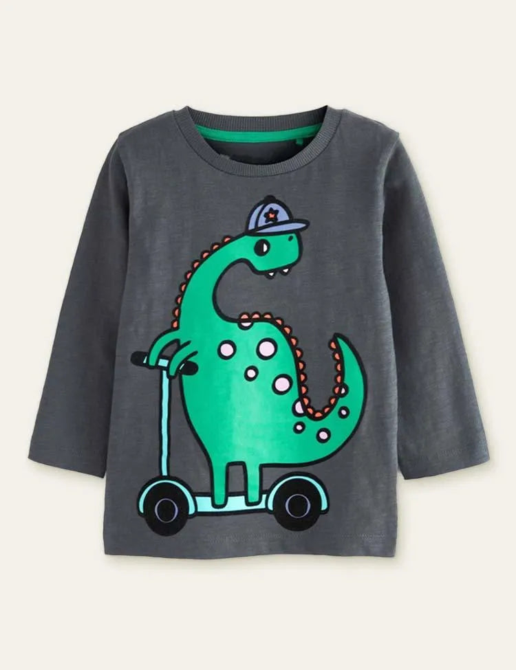 Cool Dinosaur Printed Long Sleeve T-shirt - Mini Taylor